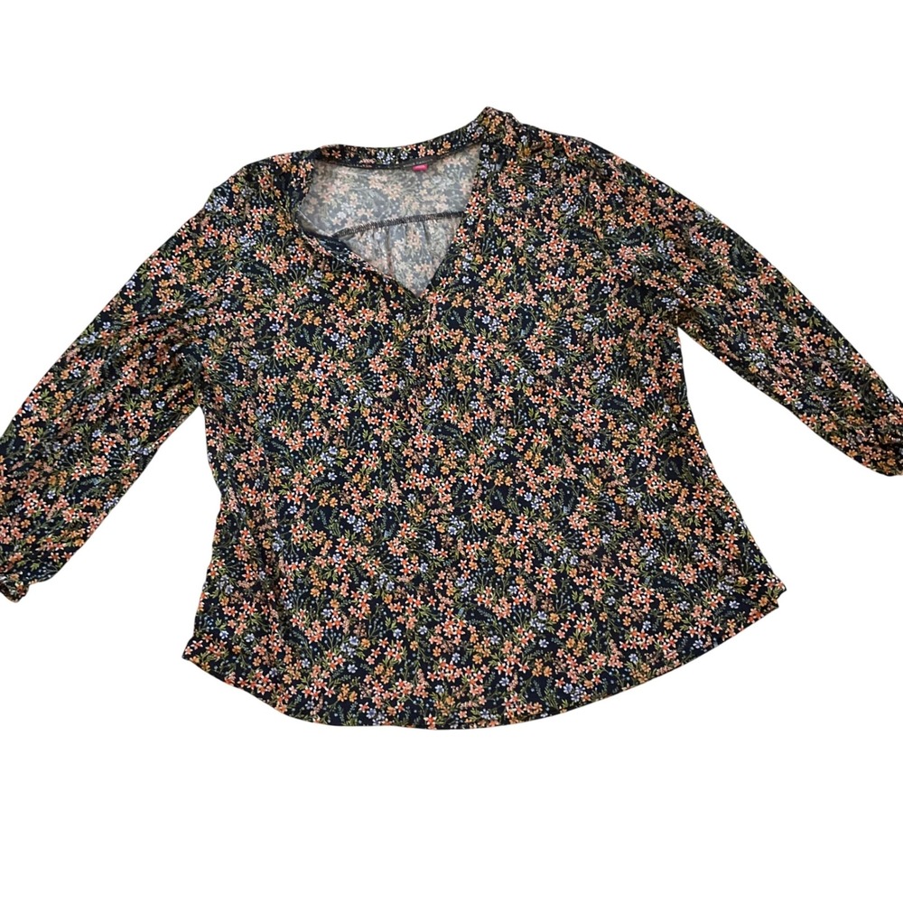 Vince Camuto‎ Floral Print V Neck Long Sleeve Blouse Top Women's XL